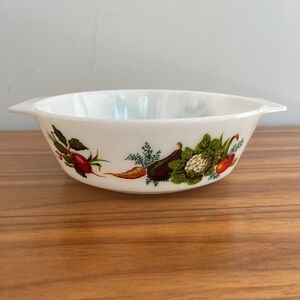 VINTAGE Round Pyrex JAJ Casserole Dish Tuscany Market Garden Made England No Lid